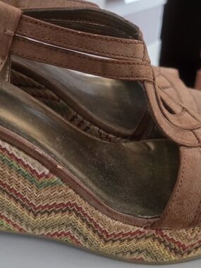 Brown Suede Wedge Sandals - Women